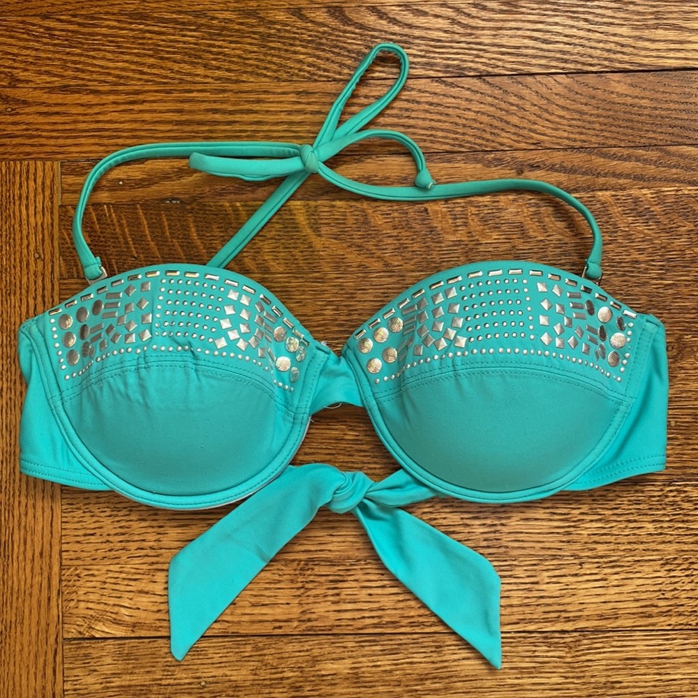 Turquoise Stud Bandeau Bikini Top